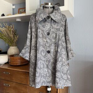 Damee Inc. Art to Wear Abstract Collared Jacket Lagenlook Size XL Gray
